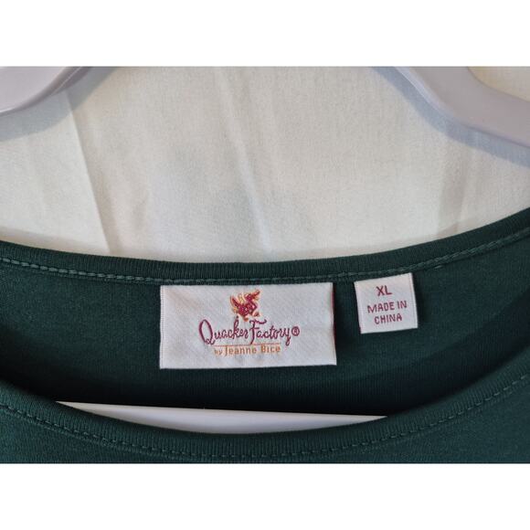Quacker Factory Womens Emerald Green Holiday Christmas Embroidered Sweater XL - Picture 5 of 8